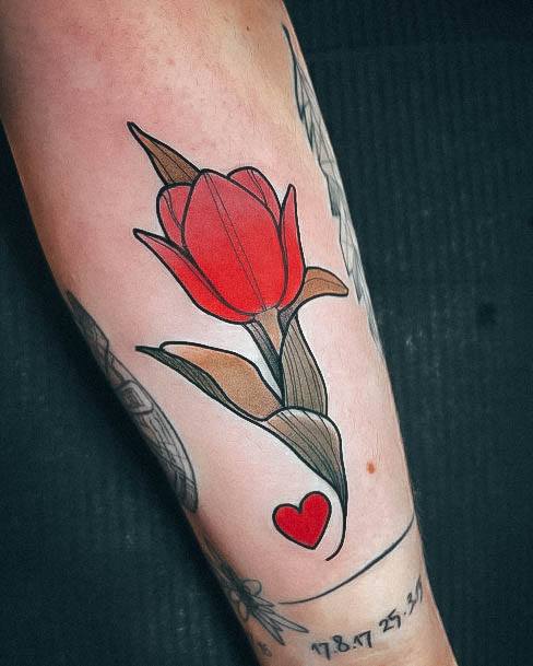 Minimal Tulip Tattoo For Women