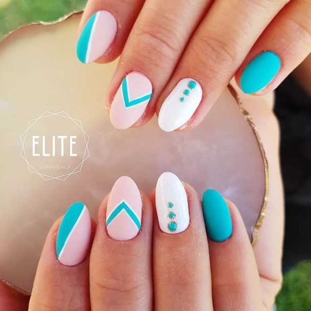 Minimal Turquoise Ombre Nail For Women