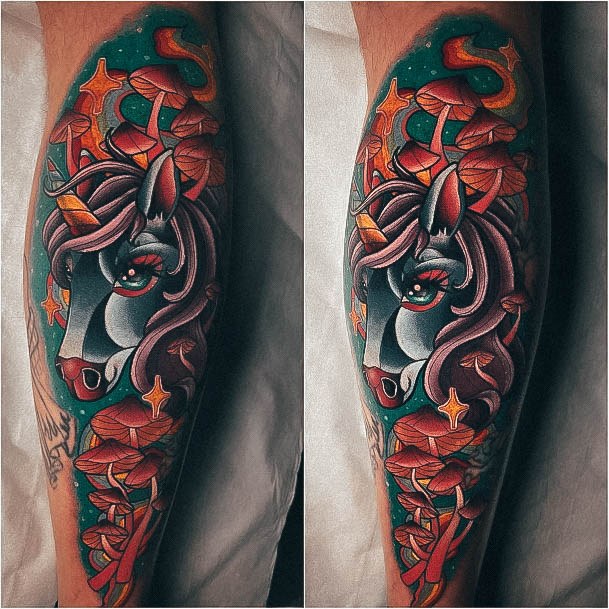 Minimal Unicorn Tattoo For Women