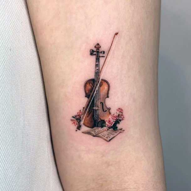 Minimal Violin Tattoo For Women