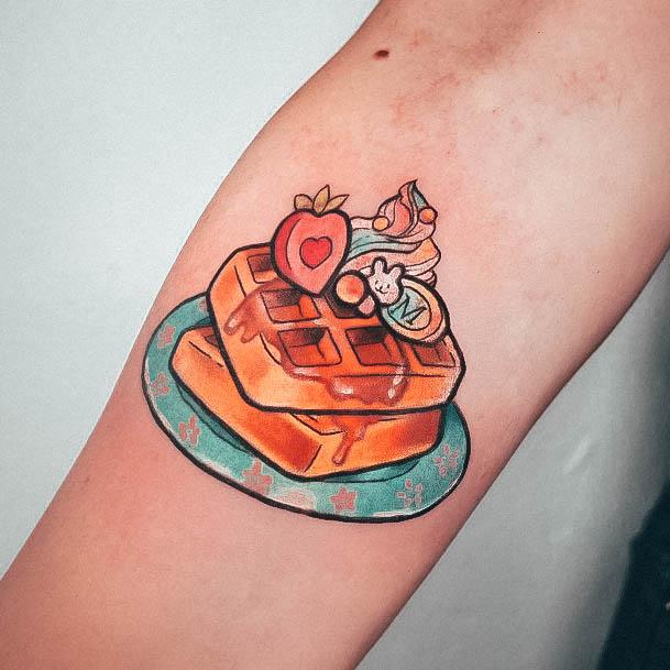 Minimal Waffle Tattoo For Women