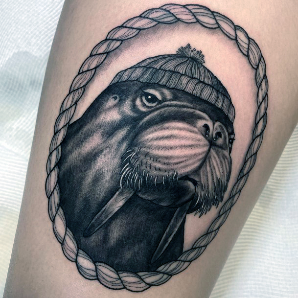 Minimal Walrus Tattoo For Women