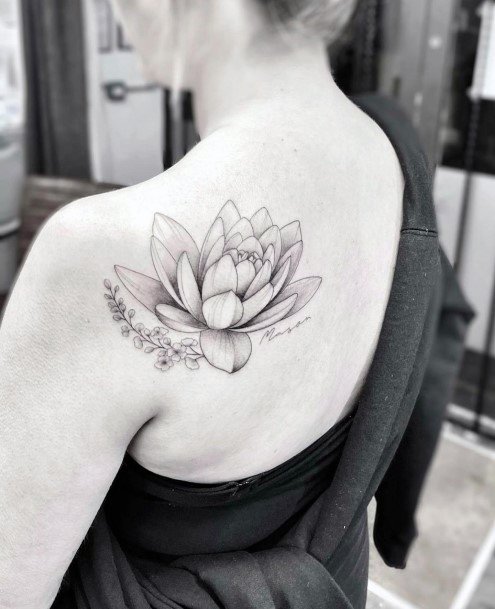 Minimal Water Lily Tattoo For Women