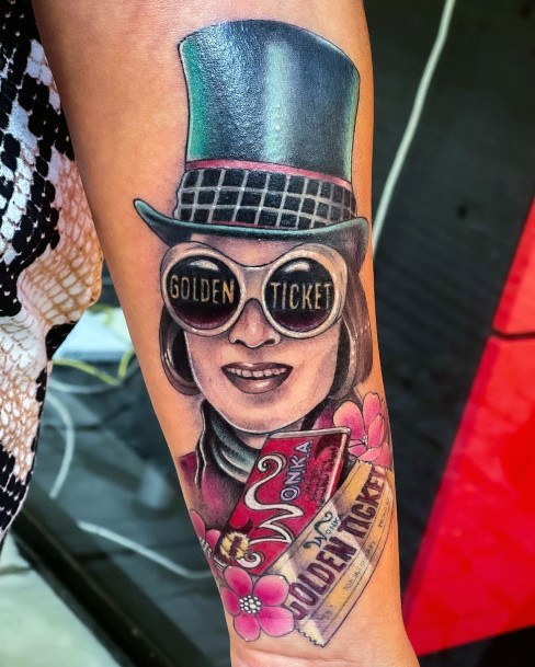 Minimal Willy Wonka Tattoo For Women