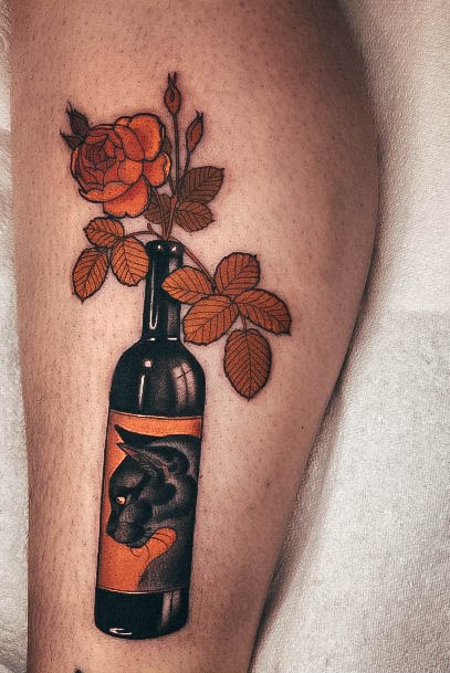 Minimal Wine Tattoo For Women