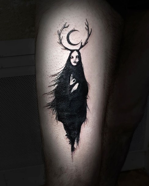 Minimal Witch Tattoo For Women