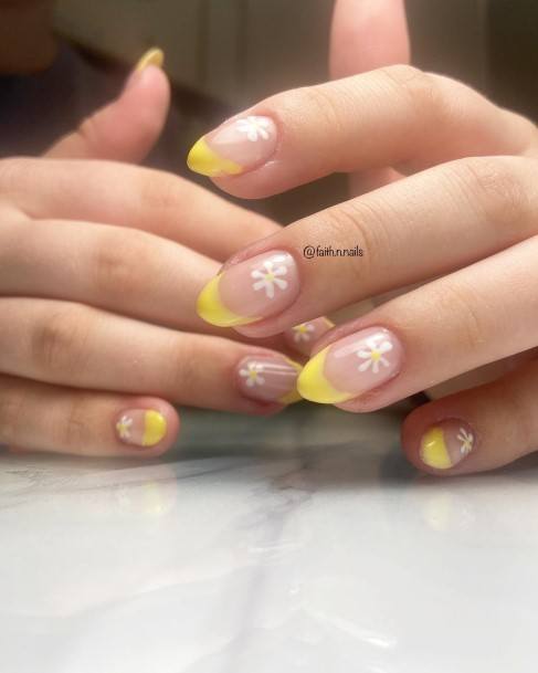 Minimal Yellow French Tip Nail For Women