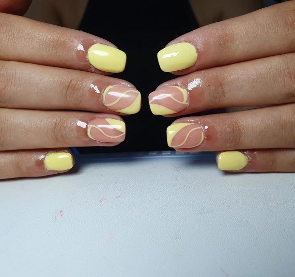 Minimal Yellow Square Nail For Women