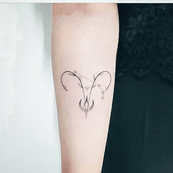 Minimalistic Womens Aries Tattoo Designs Linework