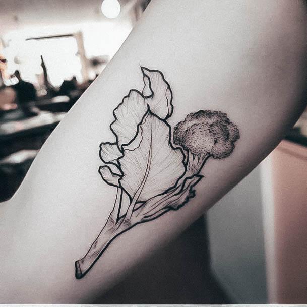 Minimalistic Womens Broccoli Tattoo Designs