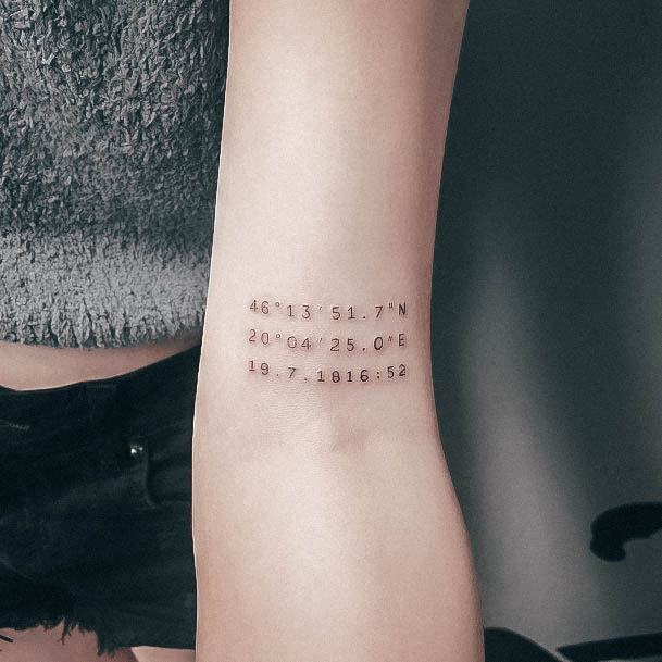 Minimalistic Womens Coordinates Tattoo Designs