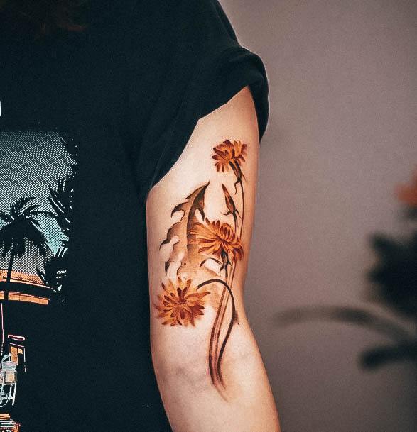 Minimalistic Womens Dandelion Tattoo Designs