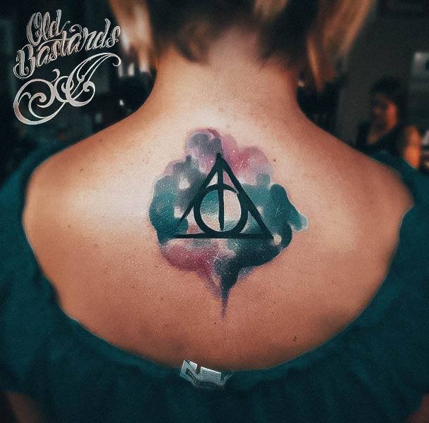 Minimalistic Womens Deathly Hallows Tattoo Designs