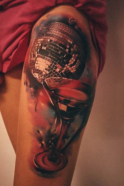 Minimalistic Womens Disco Ball Tattoo Designs