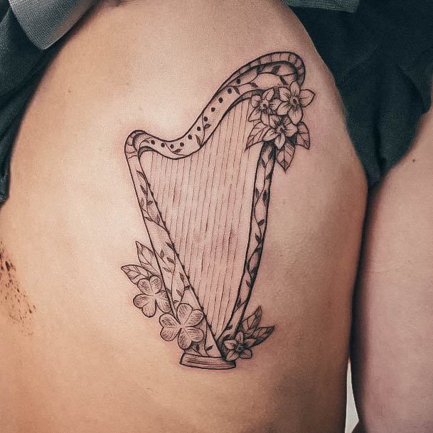 Minimalistic Womens Harp Tattoo Designs