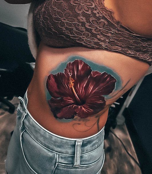 Minimalistic Womens Hibiscus Tattoo Designs