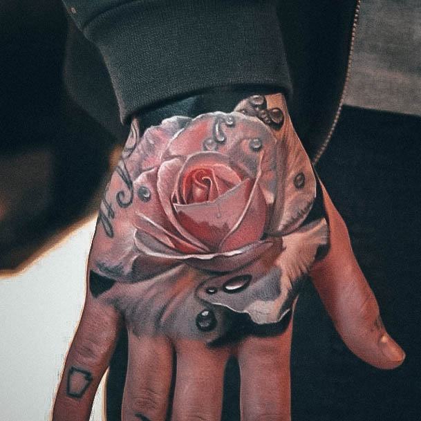 Minimalistic Womens Rose Hand Tattoo Designs 3d Water Droplets Realistic