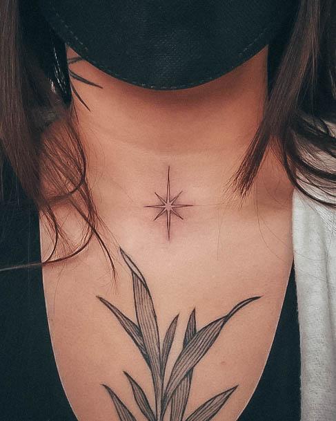 Minimalistic Womens Star Tattoo Designs Neck