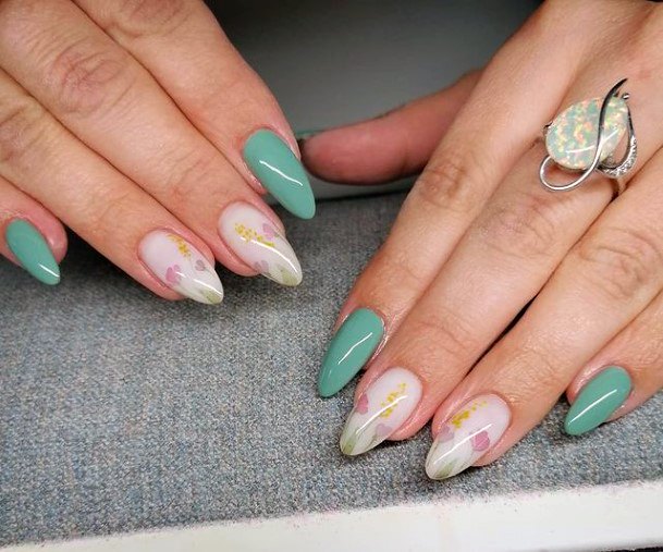 Mint Green Romantic Nails Women