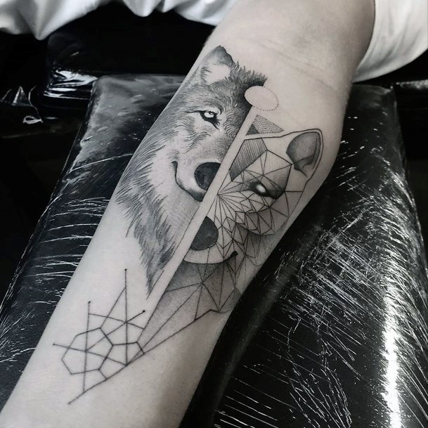 Mirror Image Fox Geometric Tattoo Womens Wrists