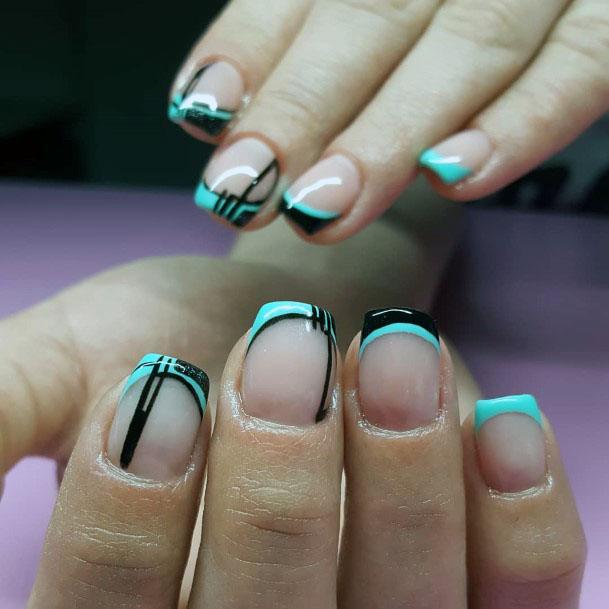 Mod Mint And Black Nails Women