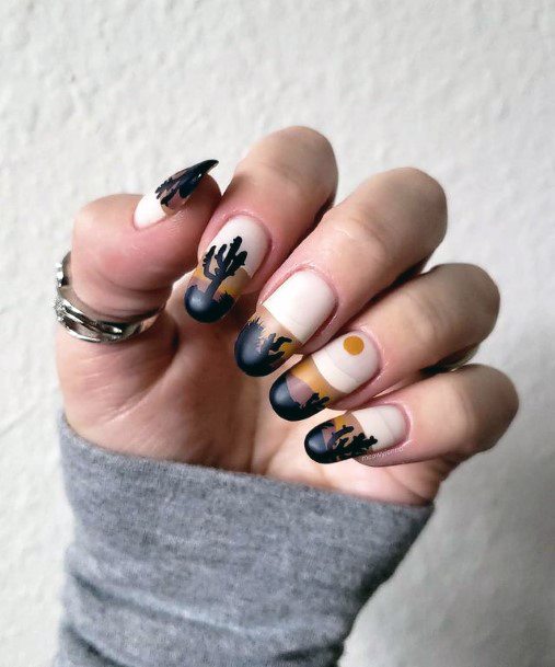 Modern Art Cactus Nails Women