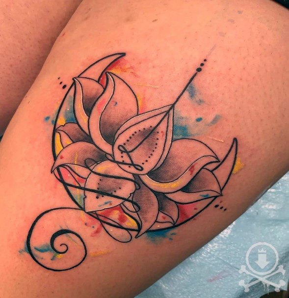Modern Art Lotus Tattoo Women