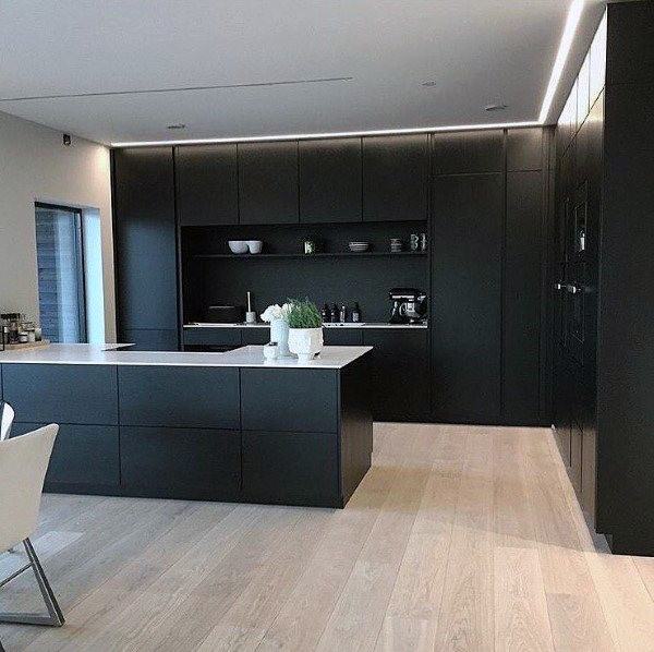 Modern Black Painted Kitchen Cabinet Design Ideas