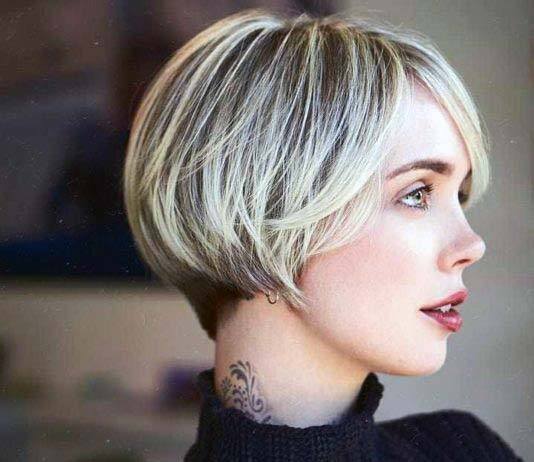 Modern Blonde Short Haircut For Spring Women With Bangs