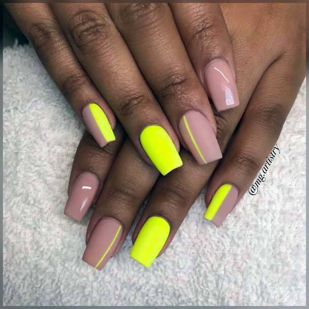 Modern Design Bright Neon Yellow Nails For Women