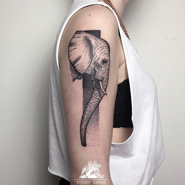 Modern Elephant Tattoo Womens Arms