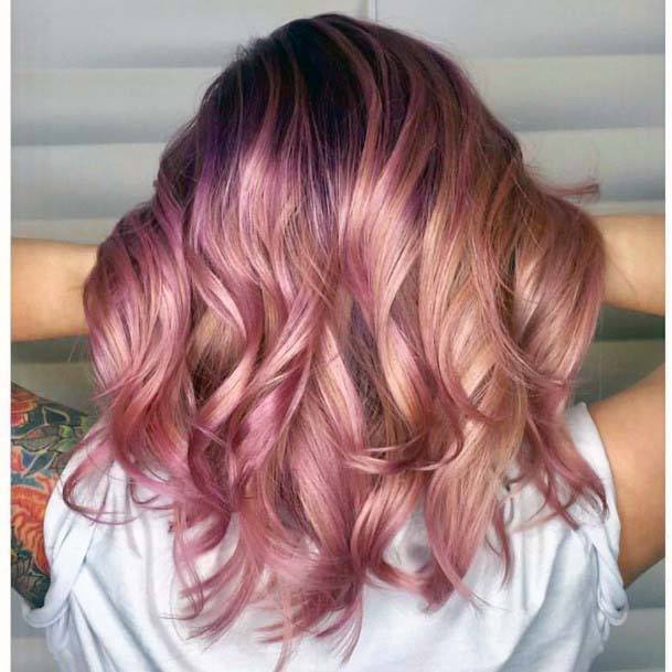 Modern Female Long Hairstyle Spring Inspiration Blonde And Pink Curly And Shiny