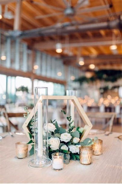 Modern Geometric Decor With Candles Wedding Centerpiece Ideas