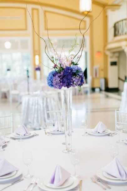 Modern Glass Vase Lavender Flowers Wedding