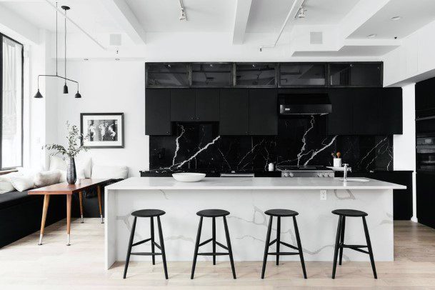 Modern Kitchen Ideas Black And White Contrasting Marble