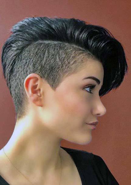 Modern Spring Styles For Women Half Shaved Short Hair