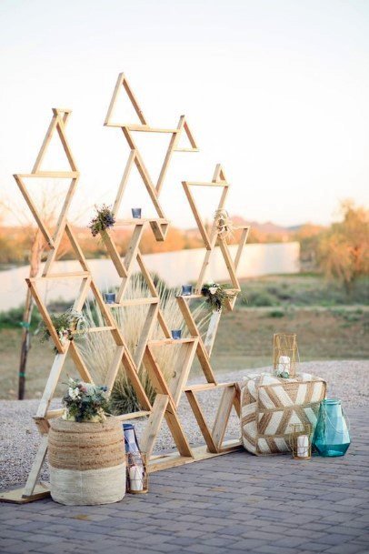 Modern Triangle Backdrop Wedding Ideas