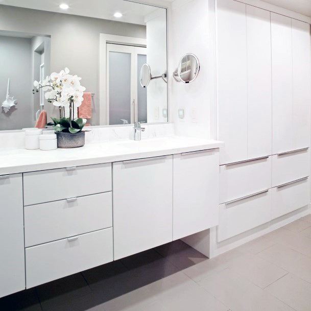 Modern White With Large Linen Bathroom Cabinet Ideas