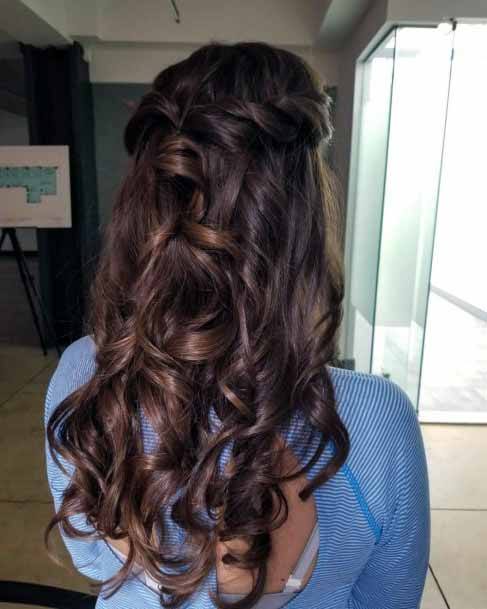 Molten Brown Cascading Swirls Hairstyle Women