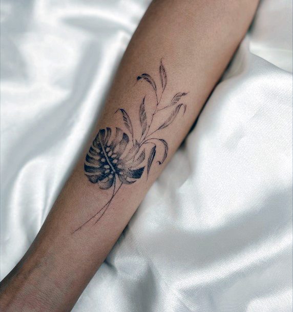 Monstera Tattoos Feminine Ideas