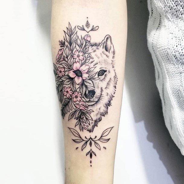Wolf  Flowers Tattoo Idea by hinasei on DeviantArt