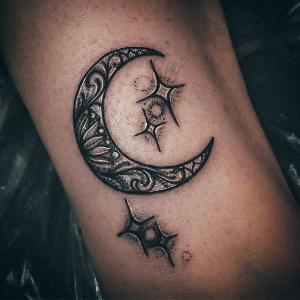 Moon And Stars Womens Tattoo Ideas