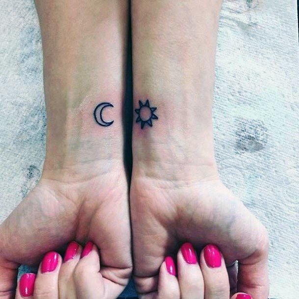 Moon And Sun Womens Tattoo Wrist