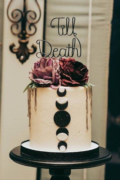 Moon Phases Halloween Wedding Cake