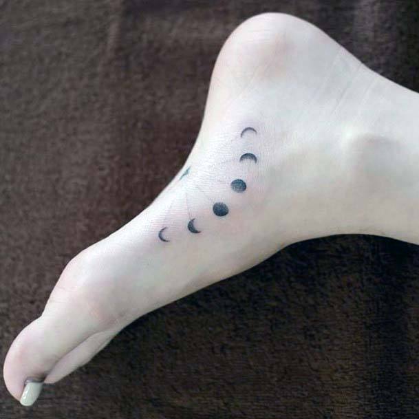 Moon Phases Tattoo Womens Foot