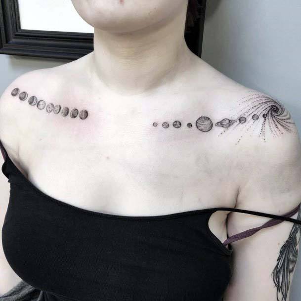 Moon Tattoo Womens Collarbone