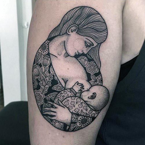 Mother And Infant Daughter Tattoo Arms