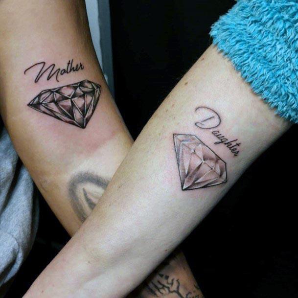 Mother Daughter Diamond Tattoo Arms