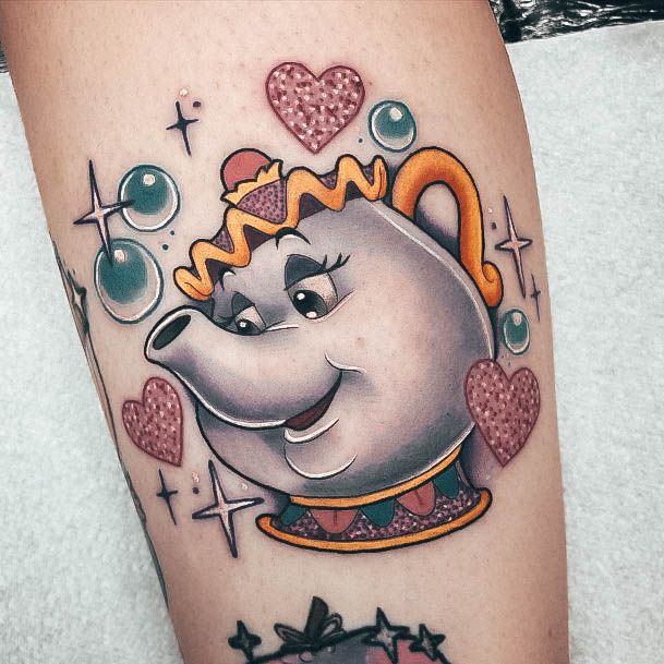 Mother Teapot Color Calf Simplistic Beauty And The Beast Tattoo For Girls