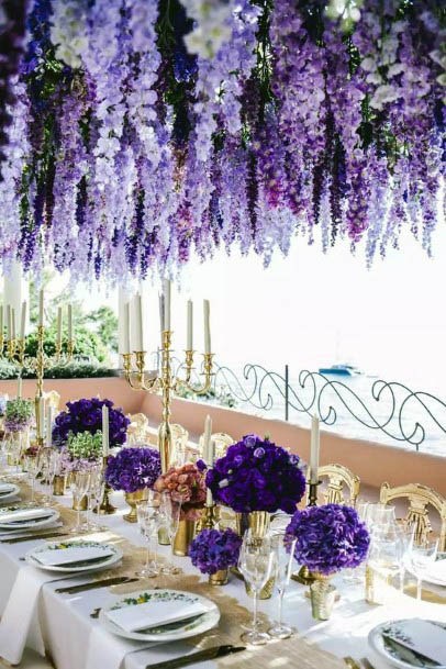 Mulberry Purple Ceiling Decor Wedding Flowers